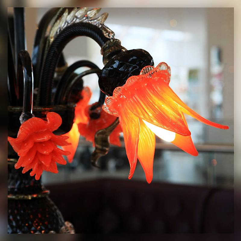 Tischleuchte Flambo Orange "Murano" (Ø50cm,H45cm)