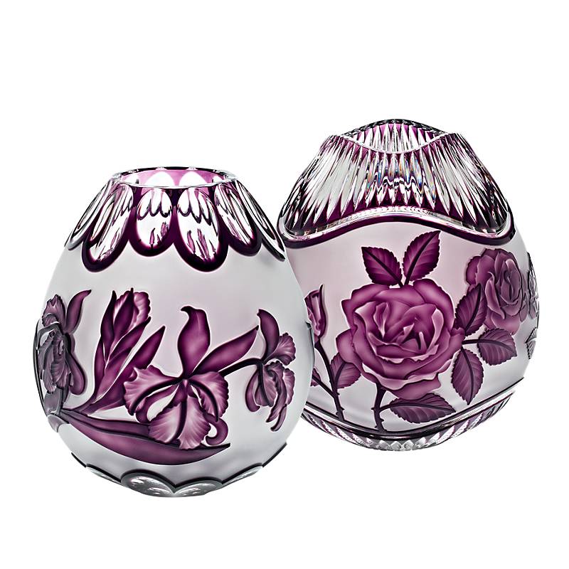 Vase handgeschliffen mit Rose "King" (21cm)