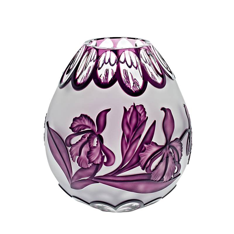 Vase handgeschliffen mit Rose "King" (21cm)