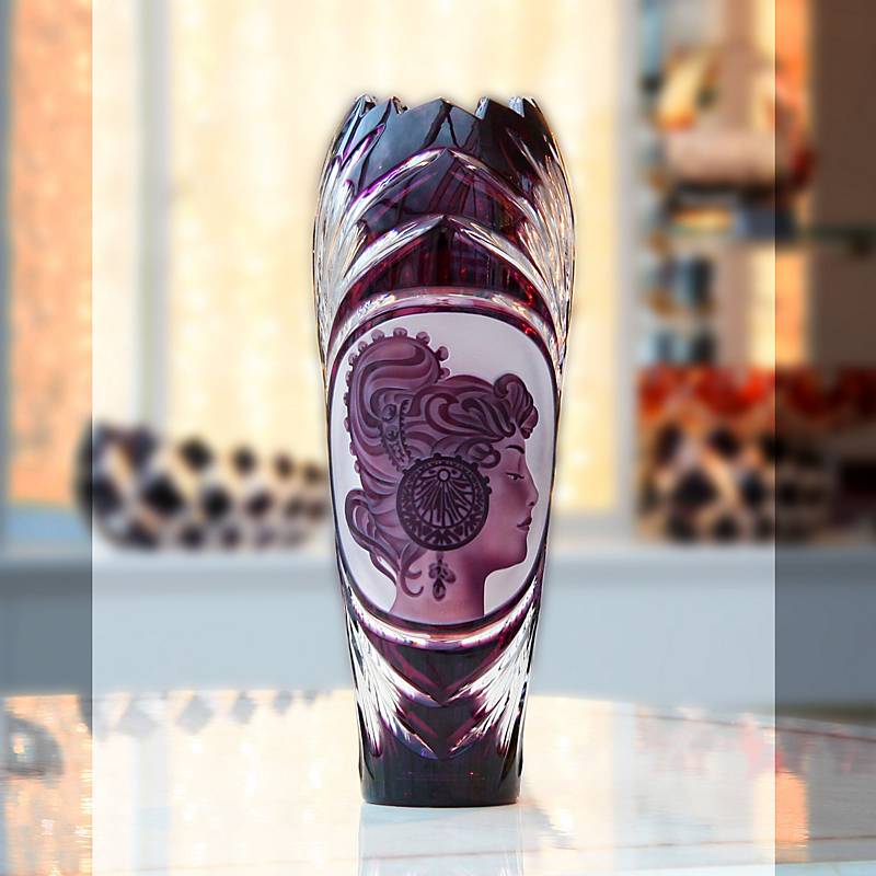Vase handgeschliffen mit Lilie "King" (30cm)