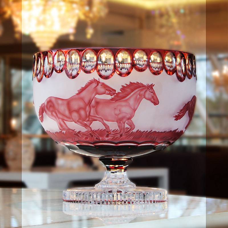 Schale mit Fuß handgeschliffen rot "King" (29cm)