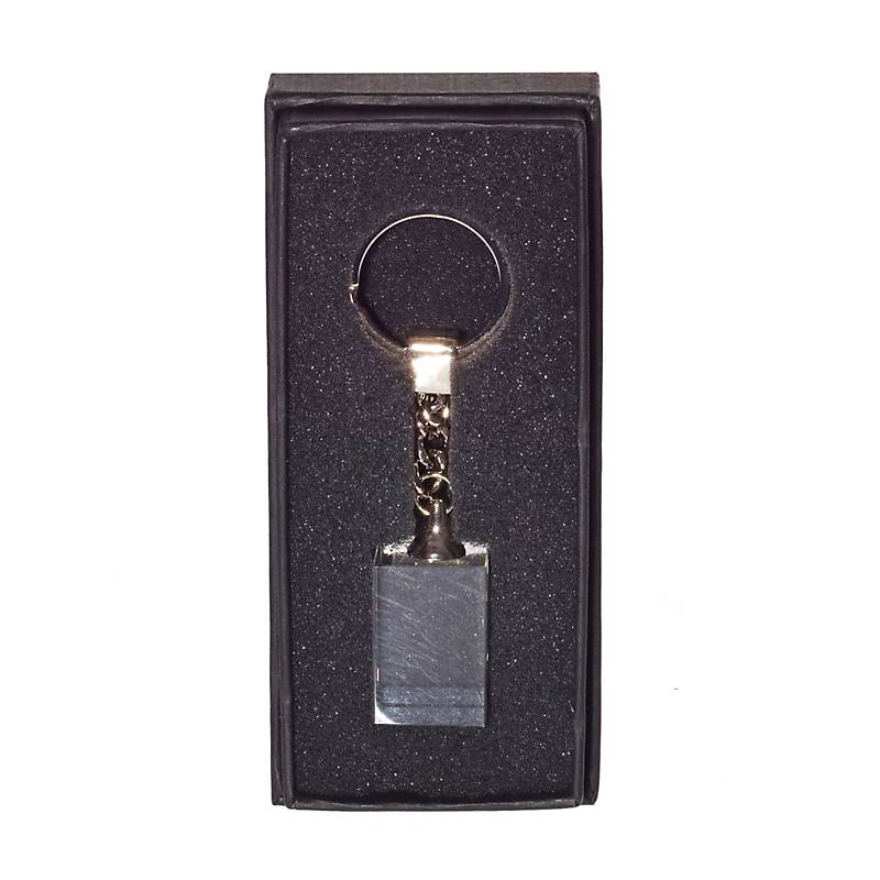 Glasschlüsselanhänger Rechteck Pokal 3cm