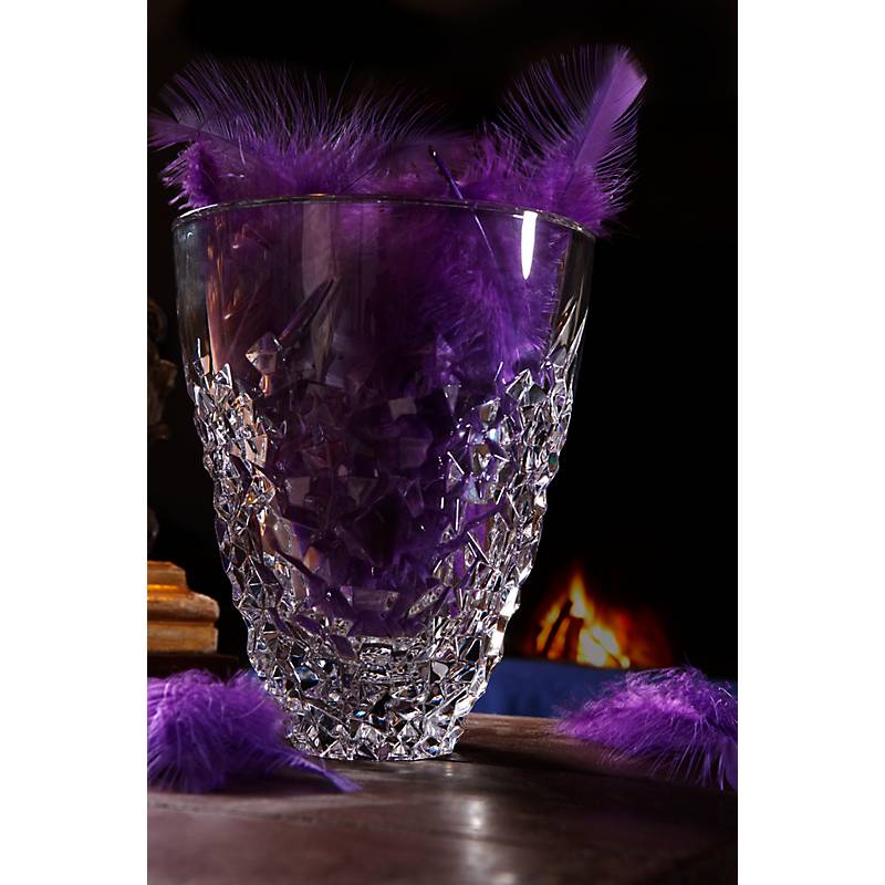 Vase Katarina Gold 22cm, Transparent, aus Bleikristall
