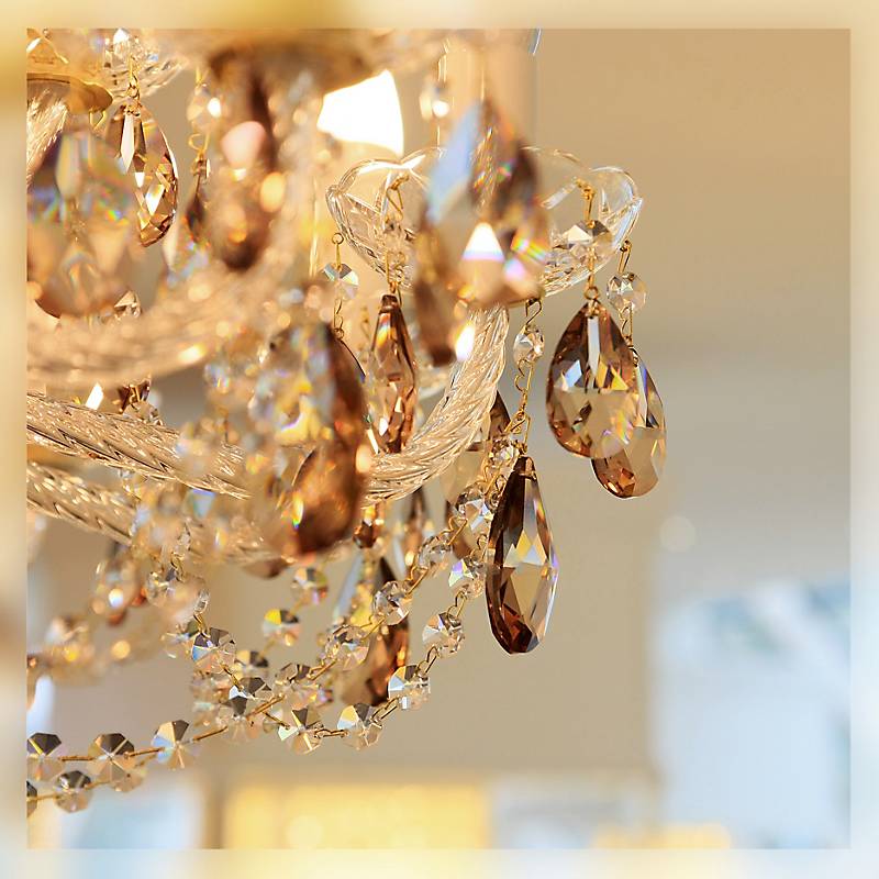 Kronleuchter Miranda Erleuchtung, Gold/Transparent, aus Glas