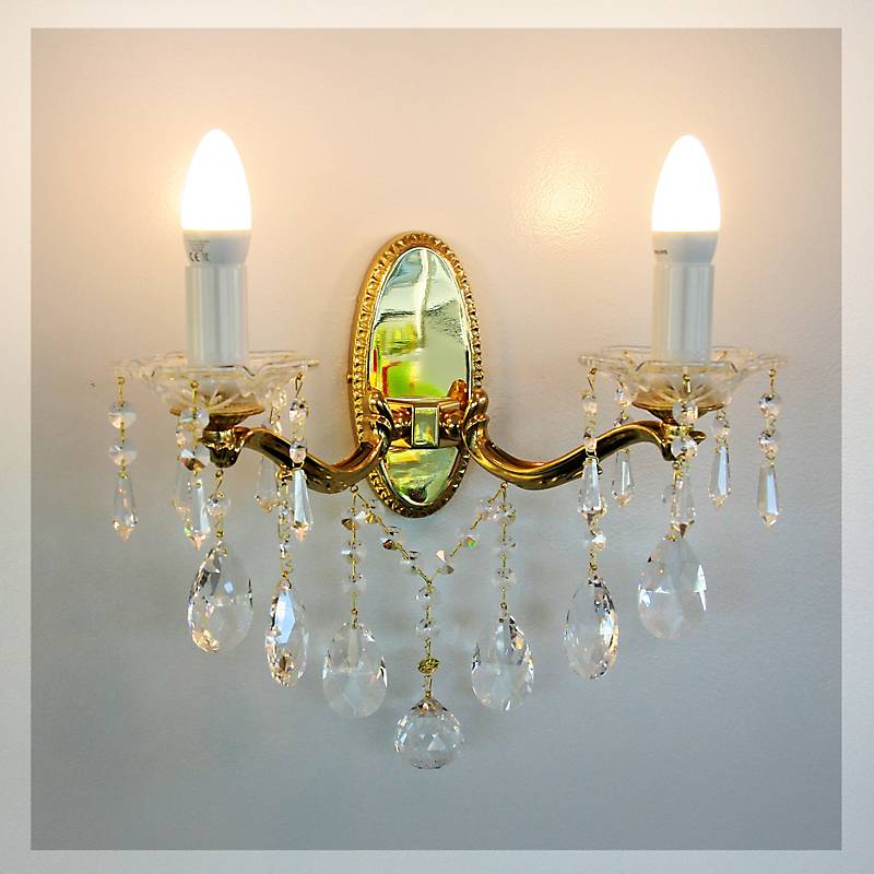 Wandleuchter Helene Erleuchtung, Gold/Bronze/Transparent, aus Glas