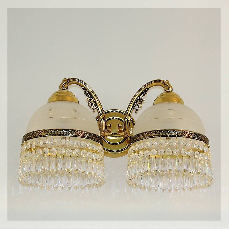 Wandleuchter Cordelia Erleuchtung, Gold/Transparent, aus Glas