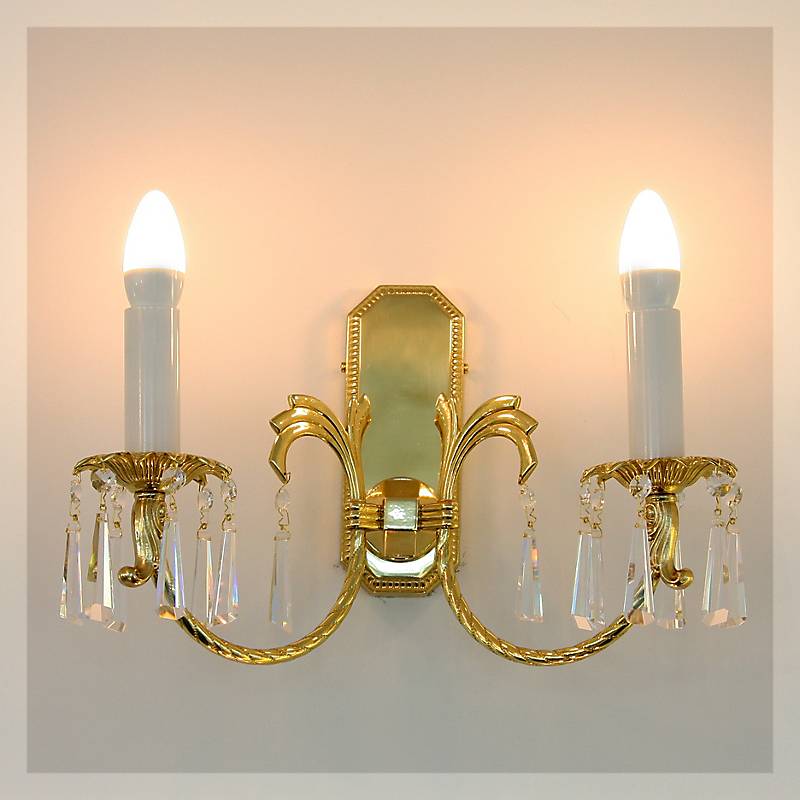 Wandleuchter Julia Erleuchtung, Gold/Transparent, aus Glas