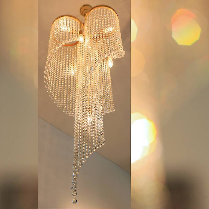 Kronleuchter Cressida Erleuchtung, Gold/Transparent, aus Glas