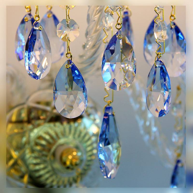 Wandleuchter Elisa blue Erleuchtung, Gold/Transparent/Blau, aus Glas
