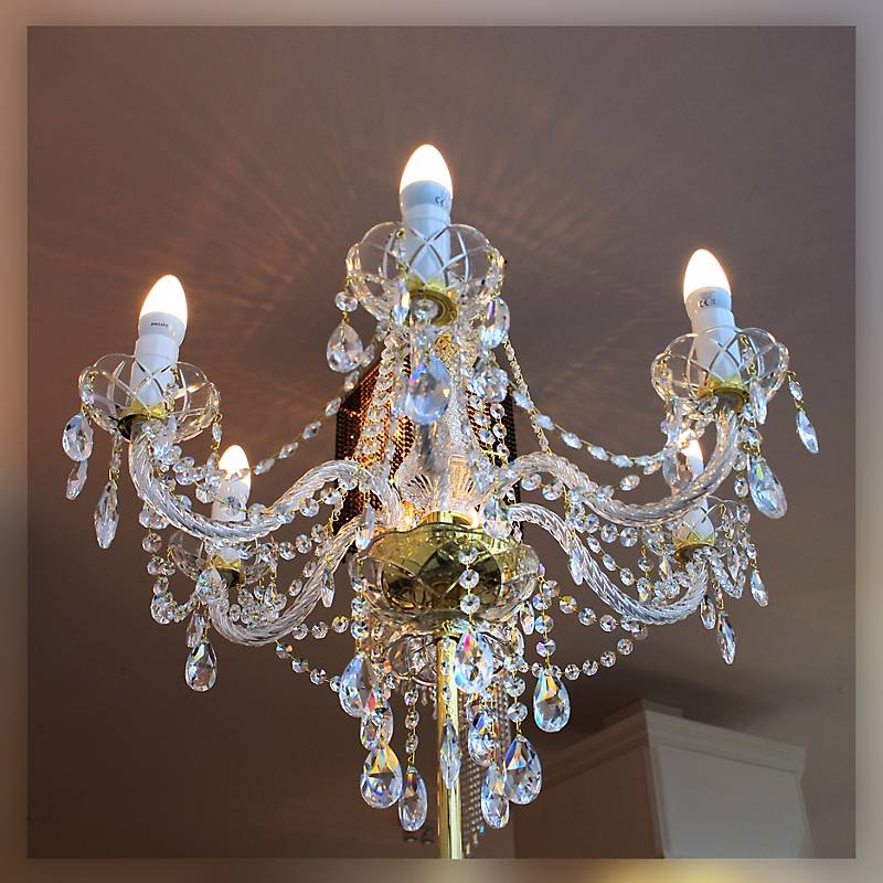 Standleuchter Michele Erleuchtung, Gold/Transparent, aus Glas