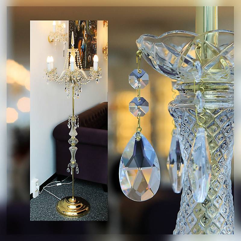 Standleuchter Michele Erleuchtung, Gold/Transparent, aus Glas