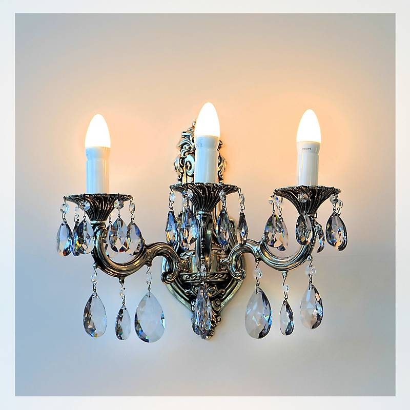 Wandleuchter Laura silver Erleuchtung, Grau/Bronze/Gold, aus Glas