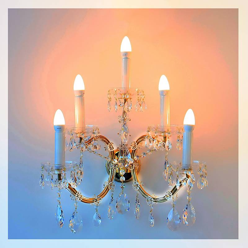 Wandleuchter Anne Erleuchtung, Gold/Transparent, aus Glas