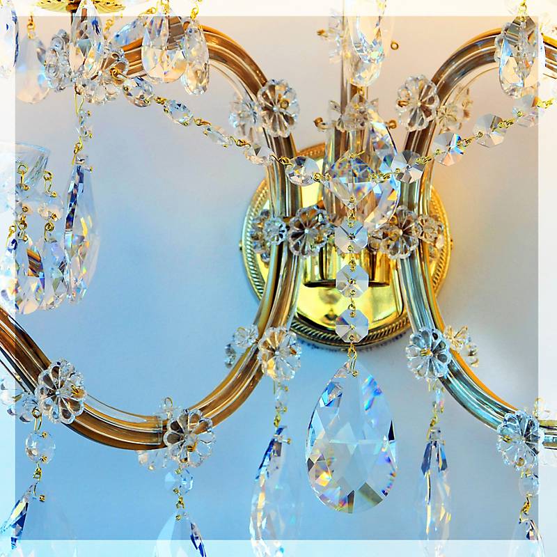 Wandleuchter Anne Erleuchtung, Gold/Transparent, aus Glas