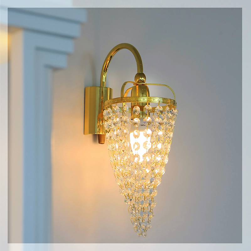 Wandleuchter Olivia Erleuchtung, Gold/Transparent, aus Glas