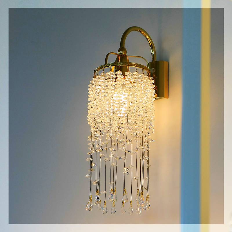Wandleuchter Emilia Erleuchtung, Gold/Transparent, aus Glas