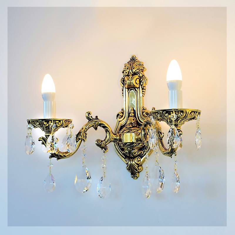 Wandleuchter Leana Erleuchtung, Gold/Transparent, aus Glas