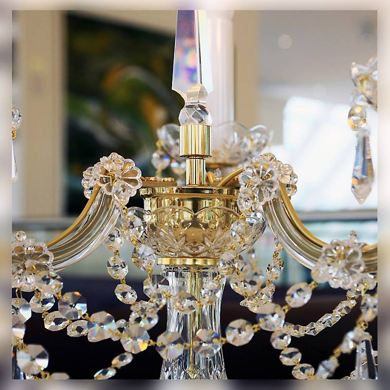 Tischleuchter Stephanie Erleuchtung, Gold/Transparent, aus Glas