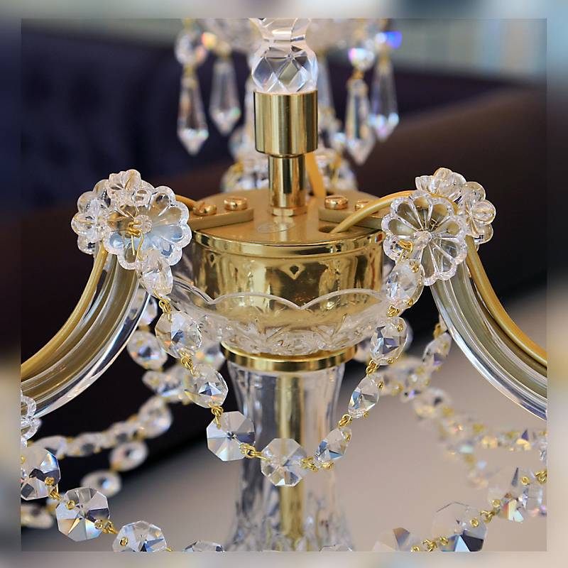 Tischleuchter Stephanie Erleuchtung, Gold/Transparent, aus Glas
