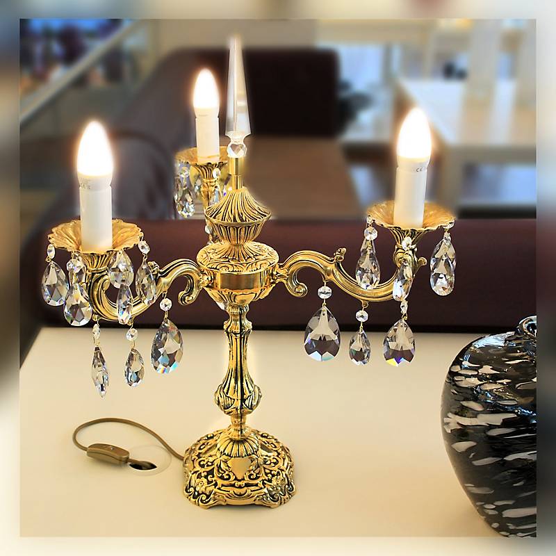 Tischleuchter Mandy Erleuchtung, Gold/Violett, aus Glas