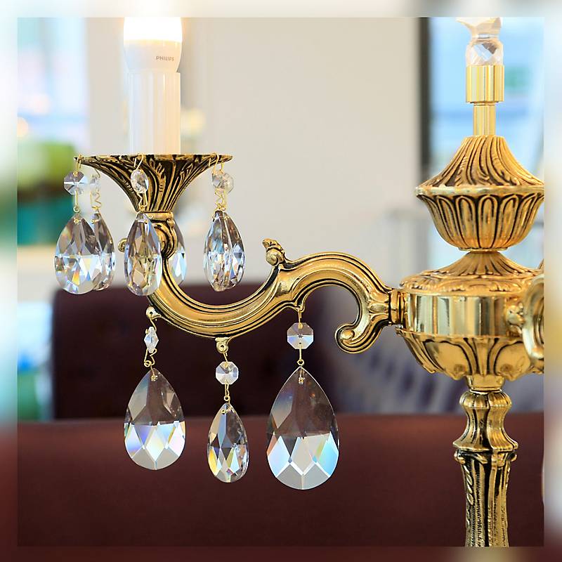 Tischleuchter Mandy Erleuchtung, Gold/Violett, aus Glas