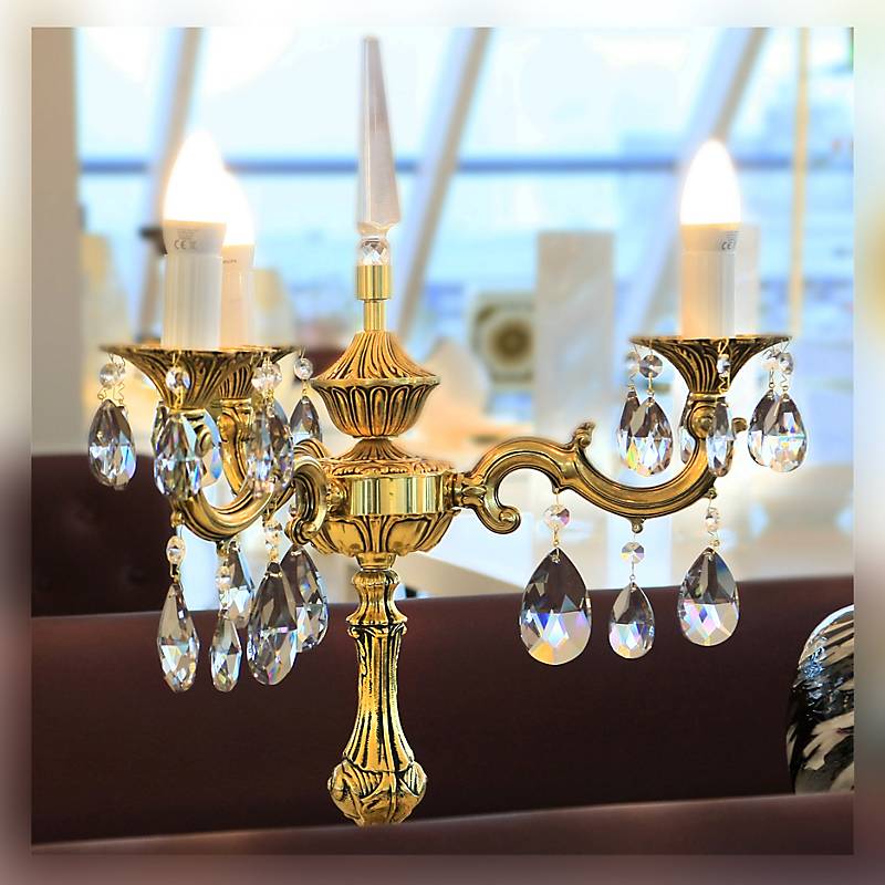 Tischleuchter Mandy Erleuchtung, Gold/Violett, aus Glas