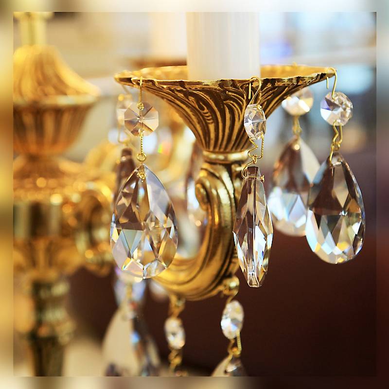 Tischleuchter Mandy Erleuchtung, Gold/Violett, aus Glas