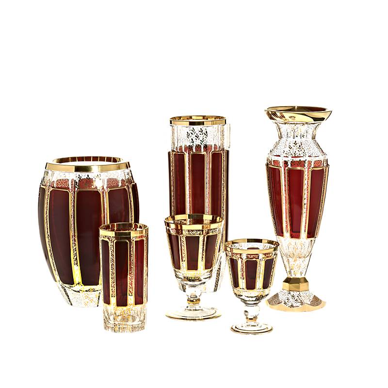 Trinkkelch Red Queen 240 ml, Rot/Gold, aus Glas