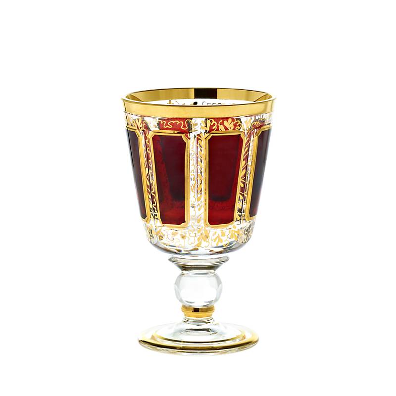 Trinkkelch Red Queen 150 ml, Rot/Gold, aus Glas
