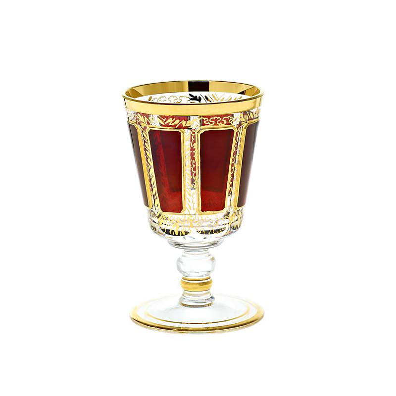 Trinkkelch Red Queen 240 ml, Rot/Gold, aus Glas