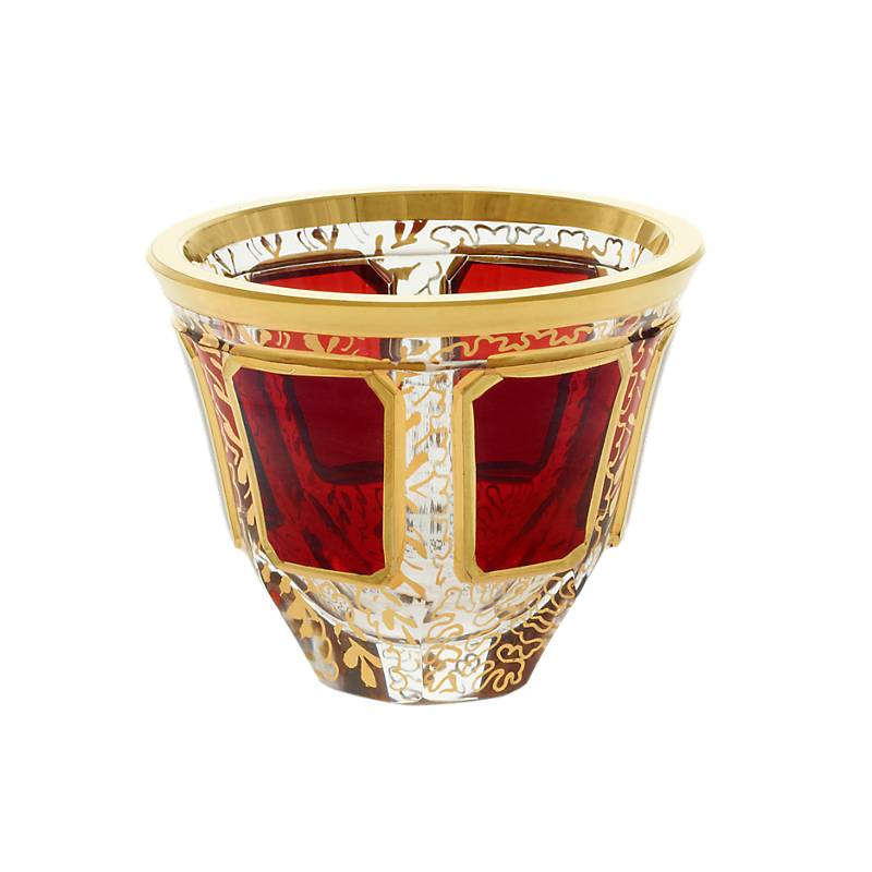 Trinkbecher Red Queen 5 cm, Rot/Gold, aus Glas