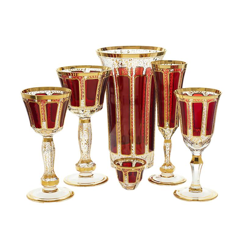 Vase Red Queen 23 cm, Rot/Gold, aus Glas