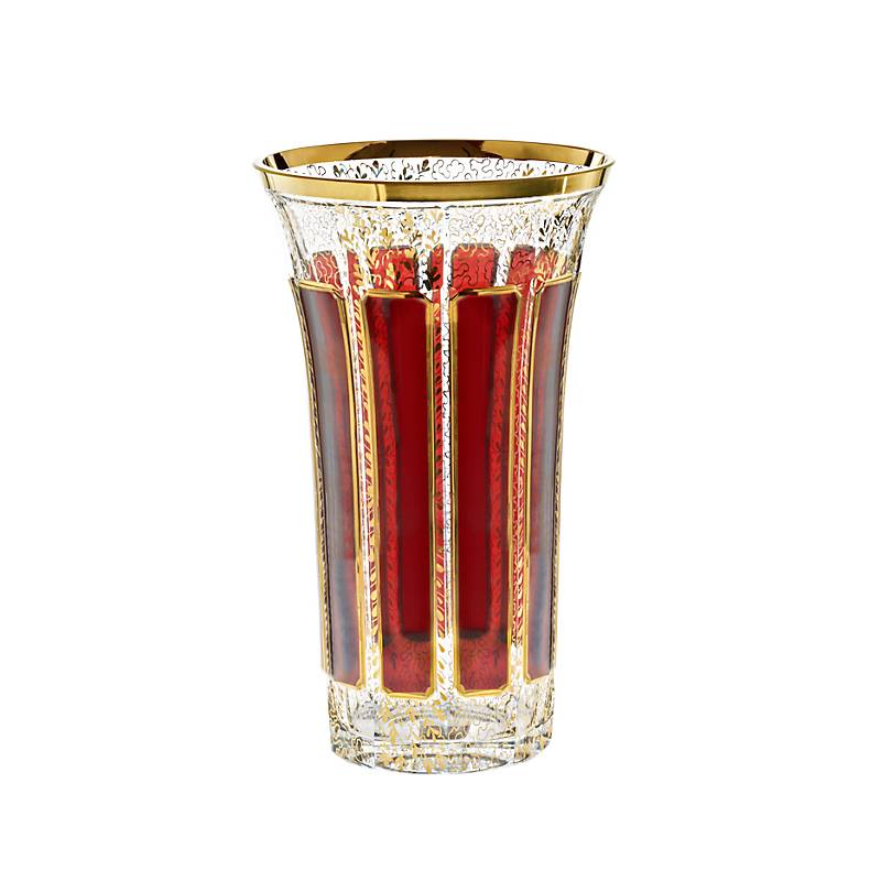 Vase Red Queen 23 cm, Rot/Gold, aus Glas