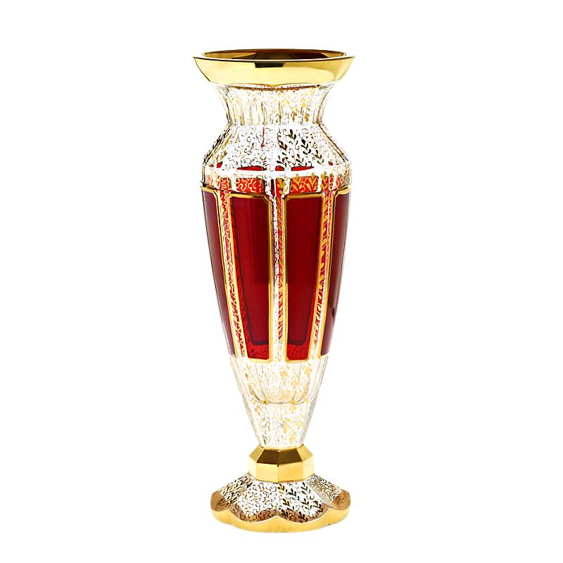 Vase Red Queen 27 cm, Rot/Gold, aus Glas