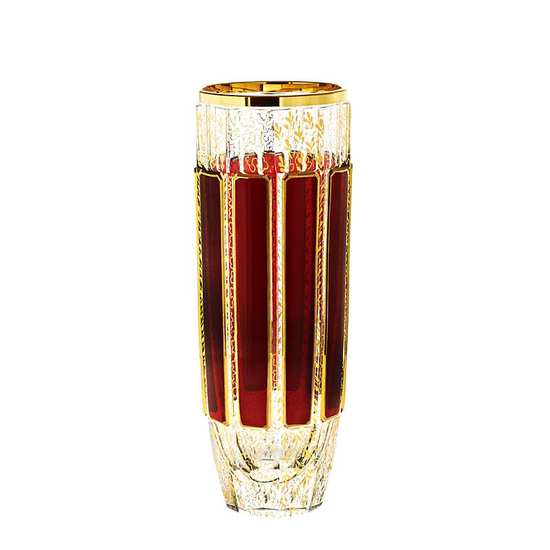 Vase Red Queen 25,5 cm, Rot/Gold, aus Glas
