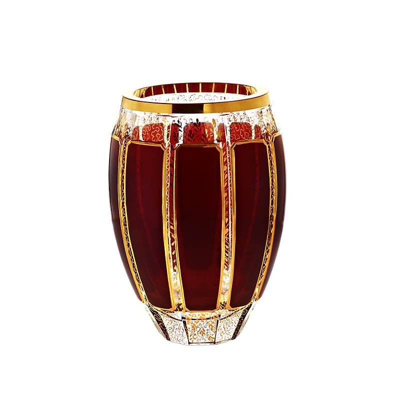 Vase Red Queen 20,5 cm, Rot/Gold, aus Glas
