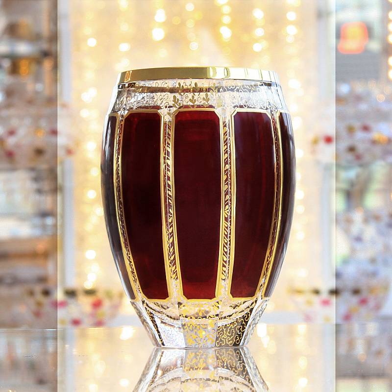 Vase Red Queen 20,5 cm, Rot/Gold, aus Glas