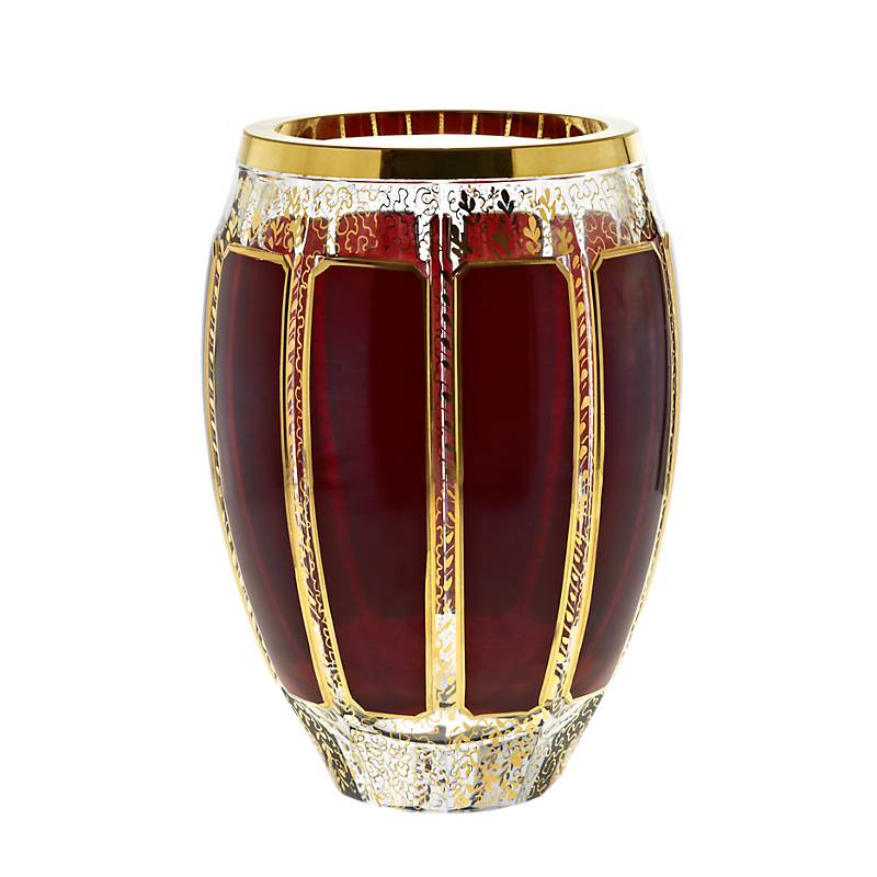 Vase Red Queen 20,5 cm, Rot/Gold, aus Glas