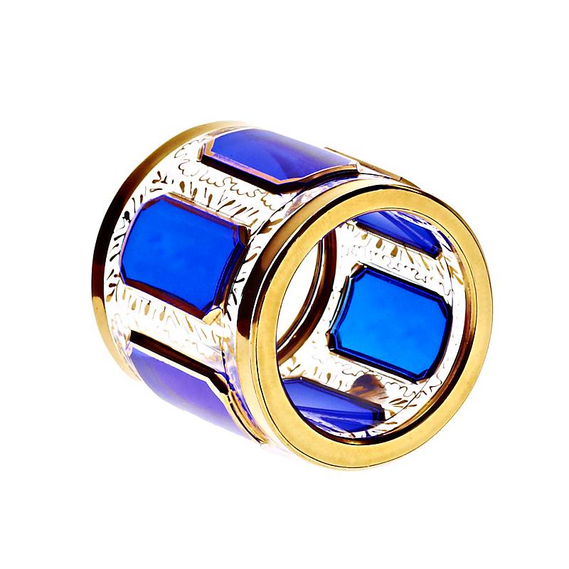 Serviettenring Blue Queen 5 cm, blau/gold, Glas