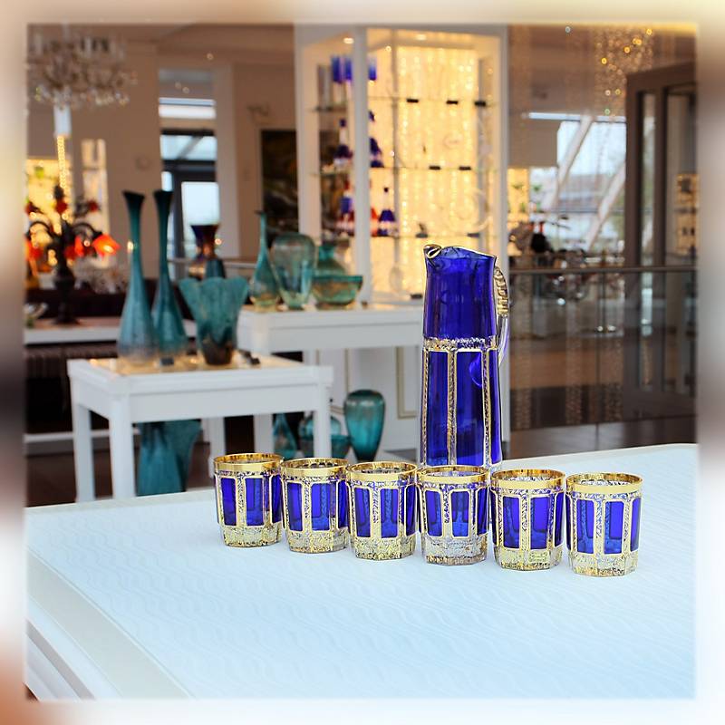 Krug mit 6 Gläsern Blue Queen 1500 ml