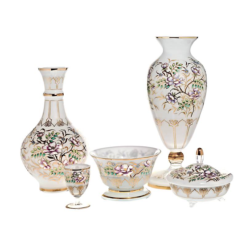 Vase White Queen 44 cm, Multicolor, aus Glas