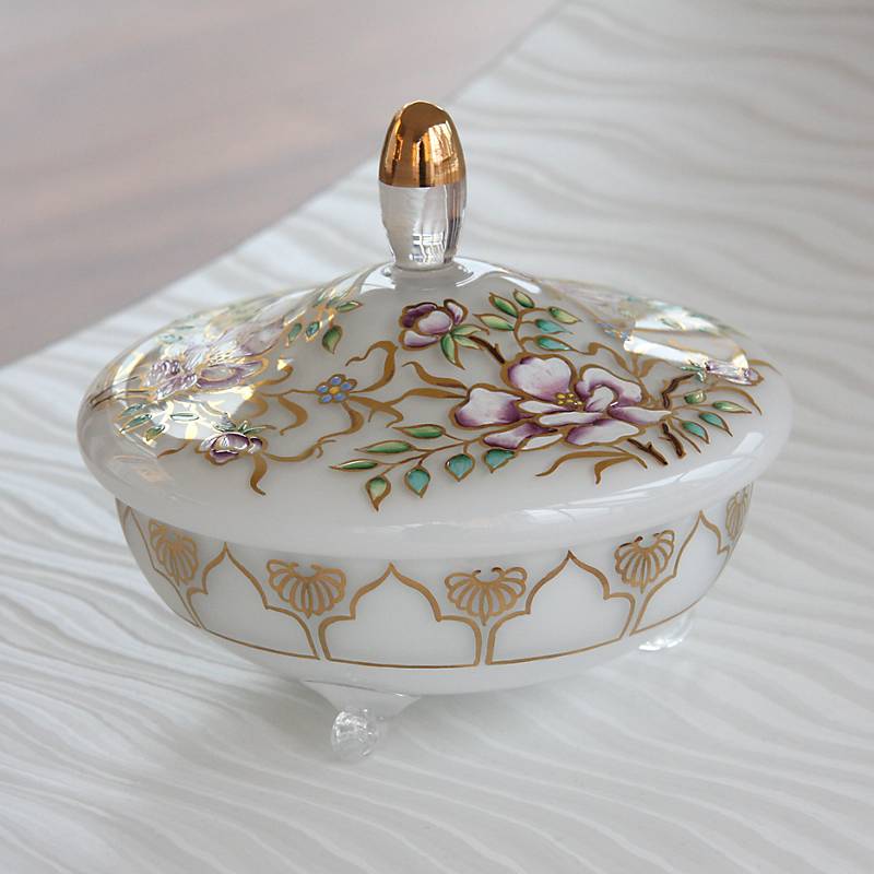Dose White Queen 15 cm, Multicolor, aus Glas