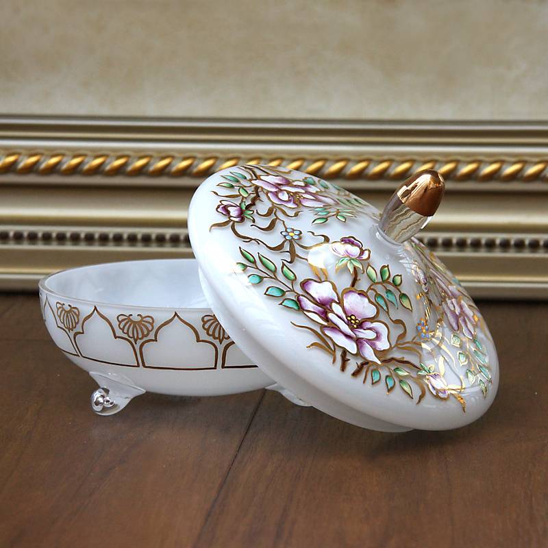 Dose White Queen 15 cm, Multicolor, aus Glas