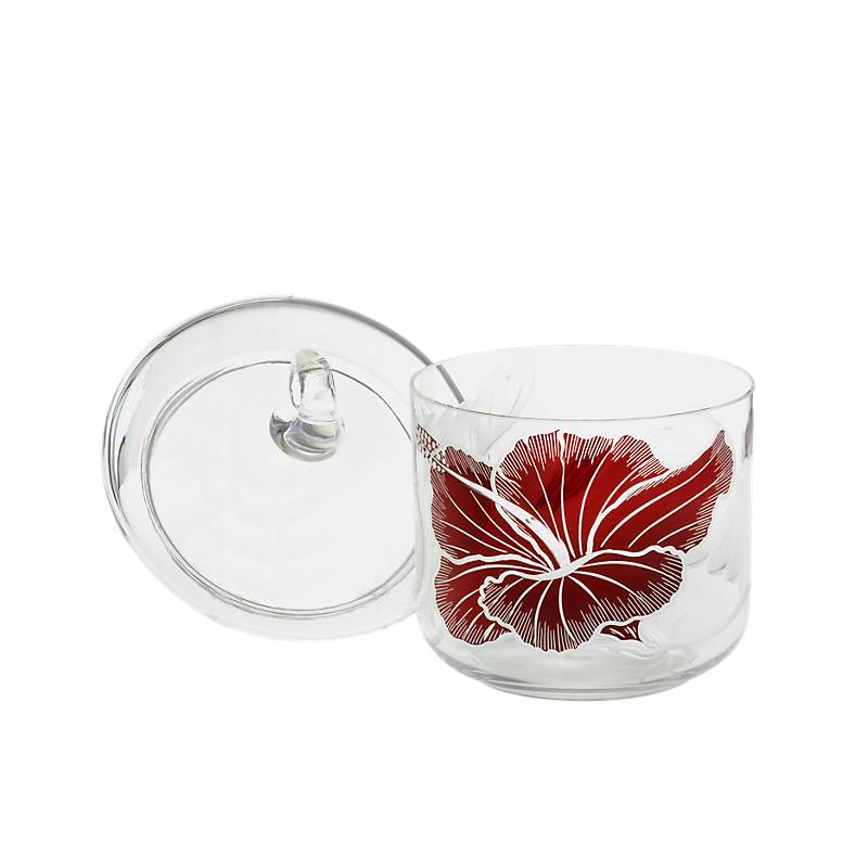 Schale mit Deckel Red Queen 18 cm, Transparent/Rot, aus Glas
