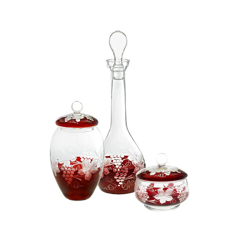 Flasche mit Verschluss Red Queen 1000 ml, Weinrot, aus Glas