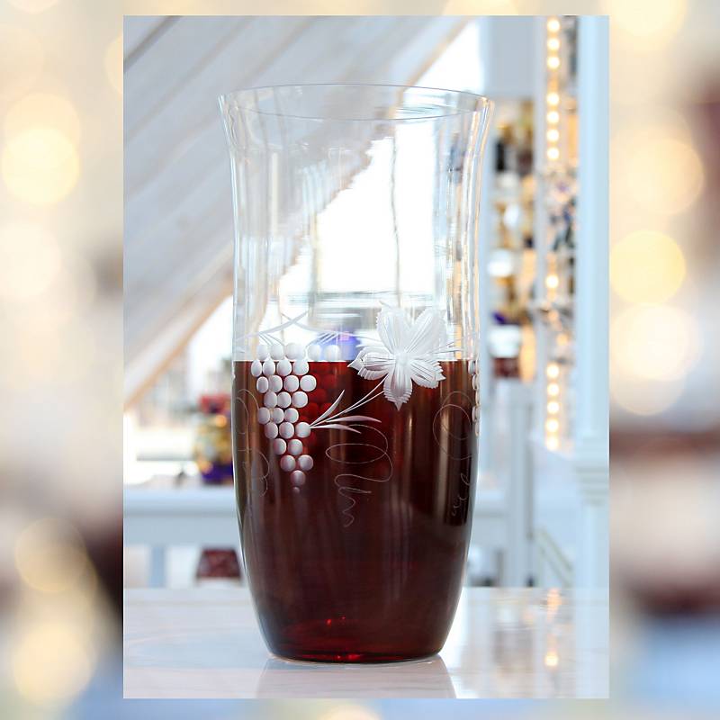 Vase Red Queen 30 cm, Weinrot, aus Glas