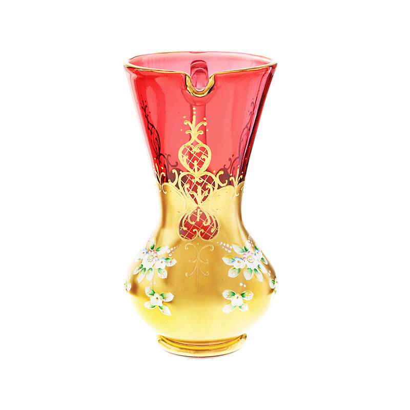 Krug Red Queen 2000 ml, Rot/Gold, aus Glas