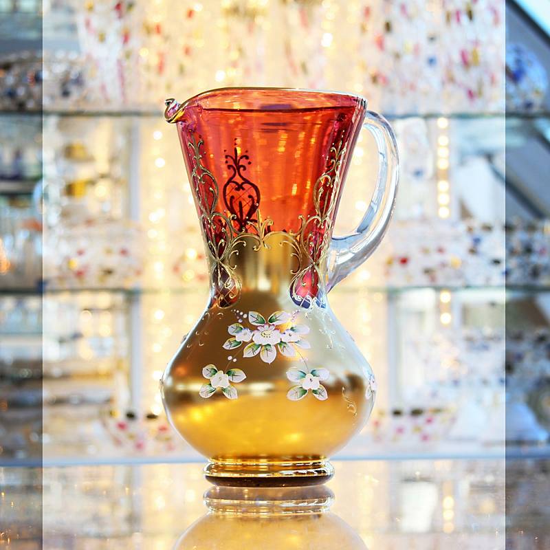 Krug Red Queen 2000 ml, Rot/Gold, aus Glas