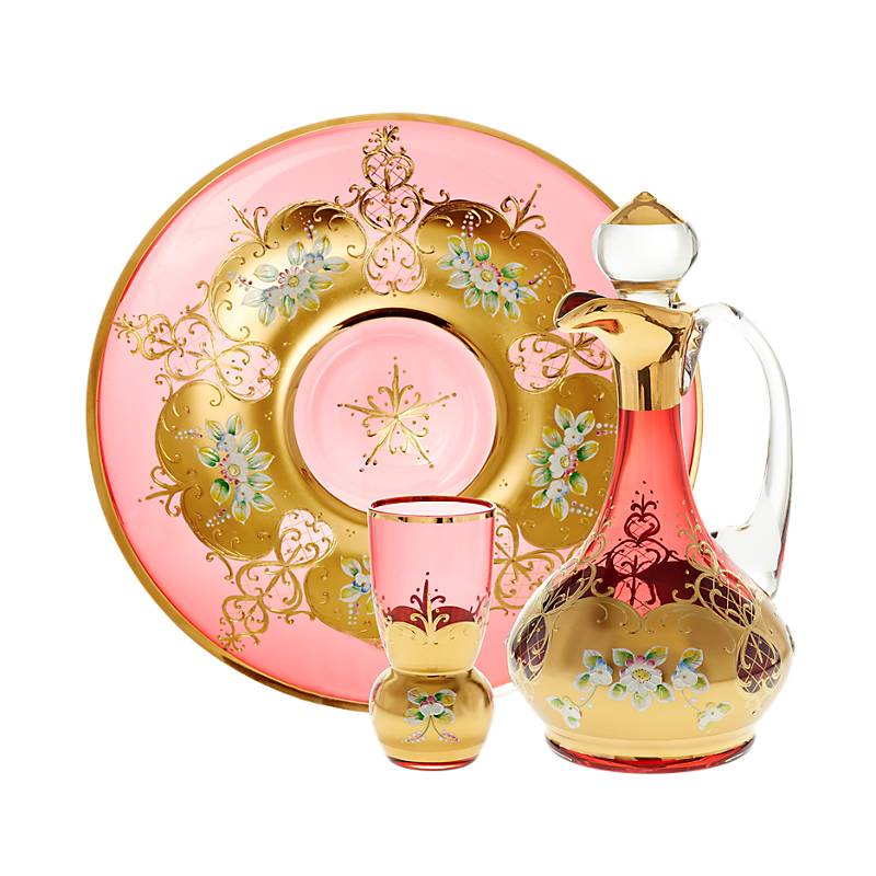 Teller Red Queen 35 cm, Rot/Gold, aus Glas
