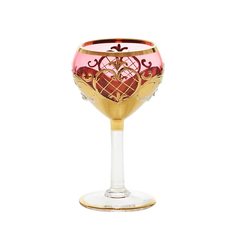 Trinkkelch Red Queen 100 ml, Rot/Gold, aus Glas